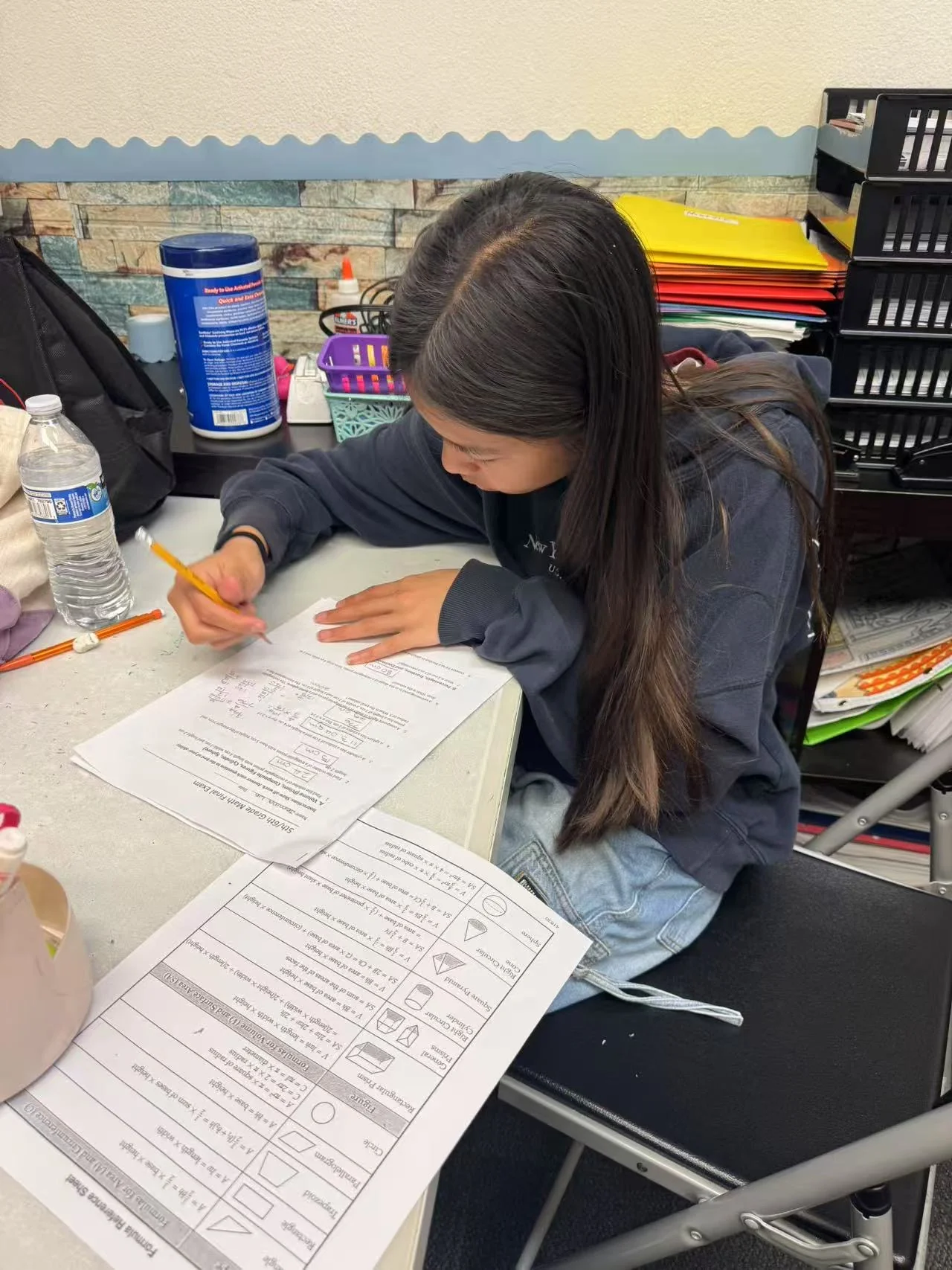 Student working on math